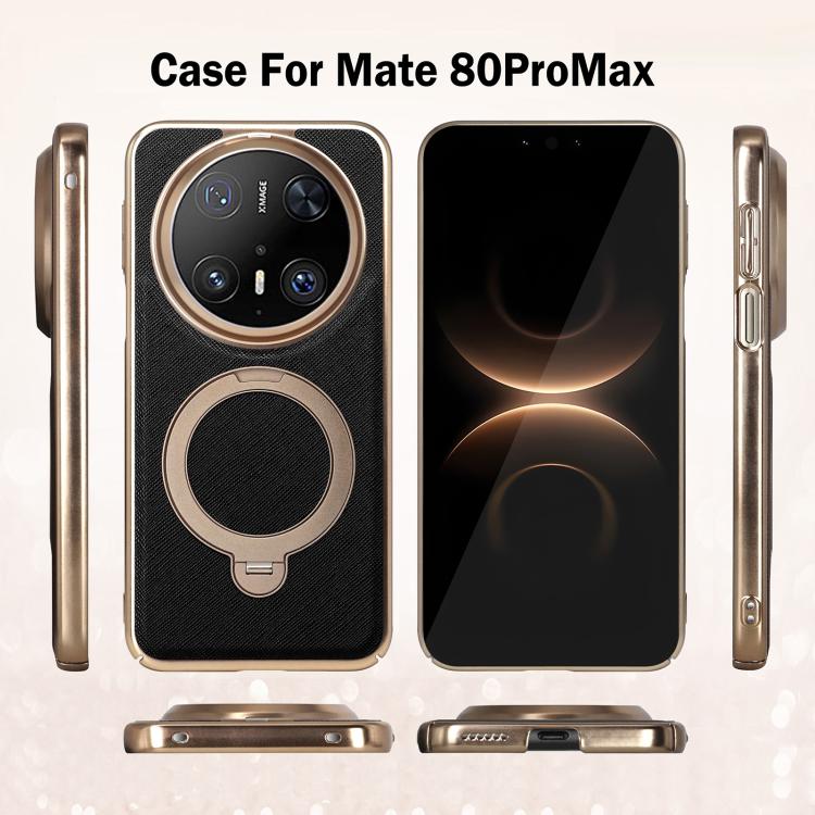 For Huawei Mate 70 Pro Gold Shield Magnetic Holder Lens Film Phone Case