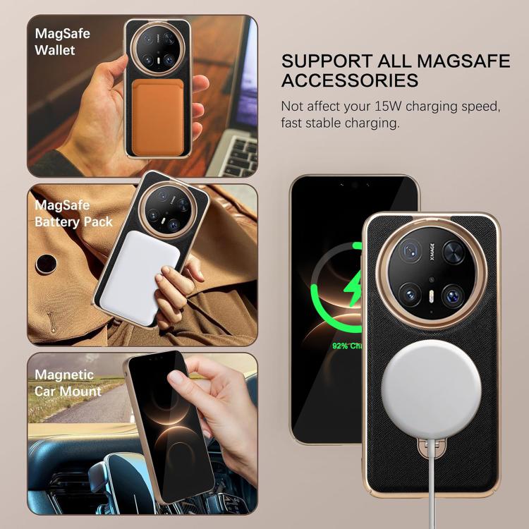 For Huawei Mate 70 Pro Gold Shield Magnetic Holder Lens Film Phone Case