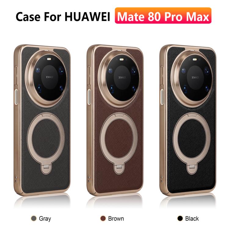 For Huawei Mate 80 Pro Gold Shield Magnetic Holder Lens Film Phone Case