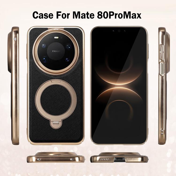 For Huawei Mate 80 Pro Max Gold Shield Magnetic Holder Lens Film Phone Case