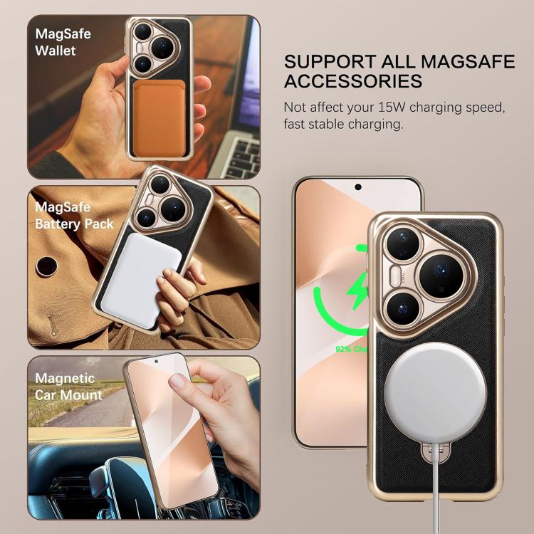For Huawei Pura 70 Gold Shield Magnetic Holder Lens Film Phone Case