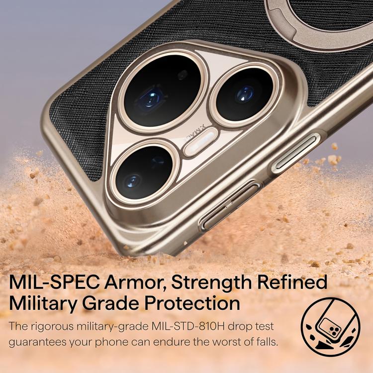 For Huawei Pura 70 Gold Shield Magnetic Holder Lens Film Phone Case