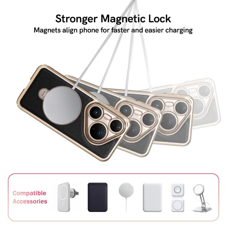 For Huawei Pura 80 Gold Shield Magnetic Holder Lens Film Phone Case