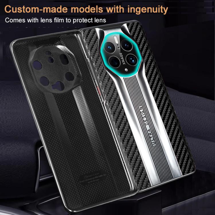 For Huawei Mate 50 Pro Electroplated Matte Carbon Fiber Texture Phone Case