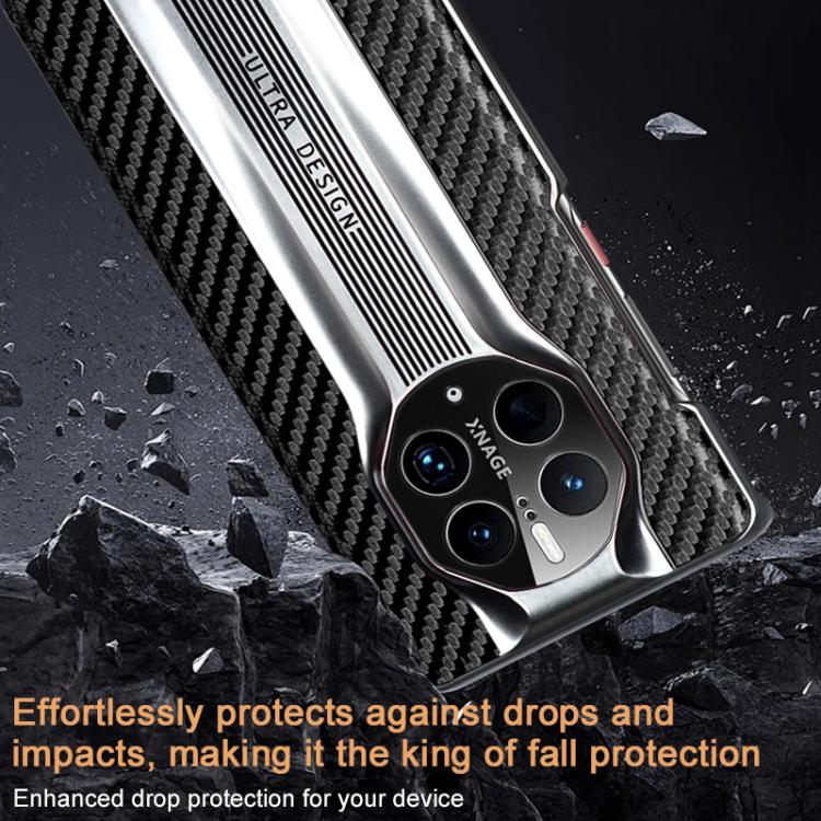 For Huawei Mate 50 Pro Electroplated Matte Carbon Fiber Texture Phone Case