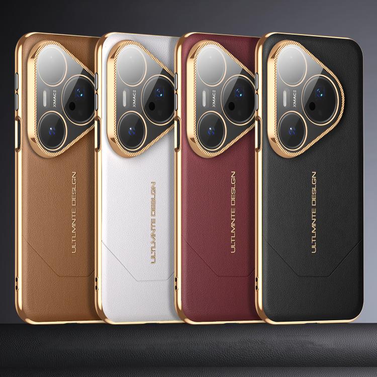 For Huawei Pura 70 Pro/70 Pro+ Electroplated Soft Frame Heat Dissipation Vegan Leather Shockproof Phone Case