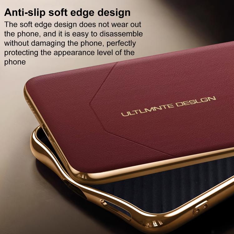 For Huawei Mate 60 Pro Electroplated Soft Frame Heat Dissipation Vegan Leather Shockproof Phone Case