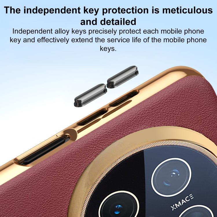 For Huawei Mate 70 Electroplated Soft Frame Heat Dissipation Vegan Leather Shockproof Phone Case