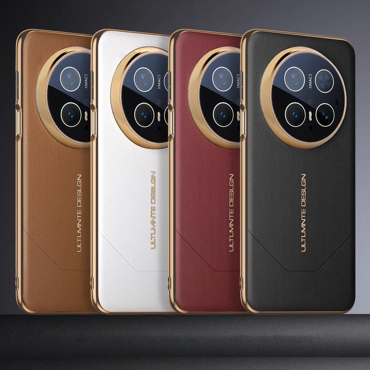 For Huawei Mate 70 Pro Electroplated Soft Frame Heat Dissipation Vegan Leather Shockproof Phone Case