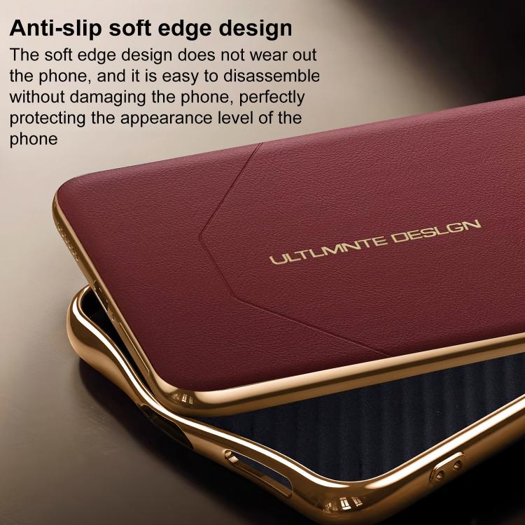 For Huawei Mate 70 Pro Electroplated Soft Frame Heat Dissipation Vegan Leather Shockproof Phone Case