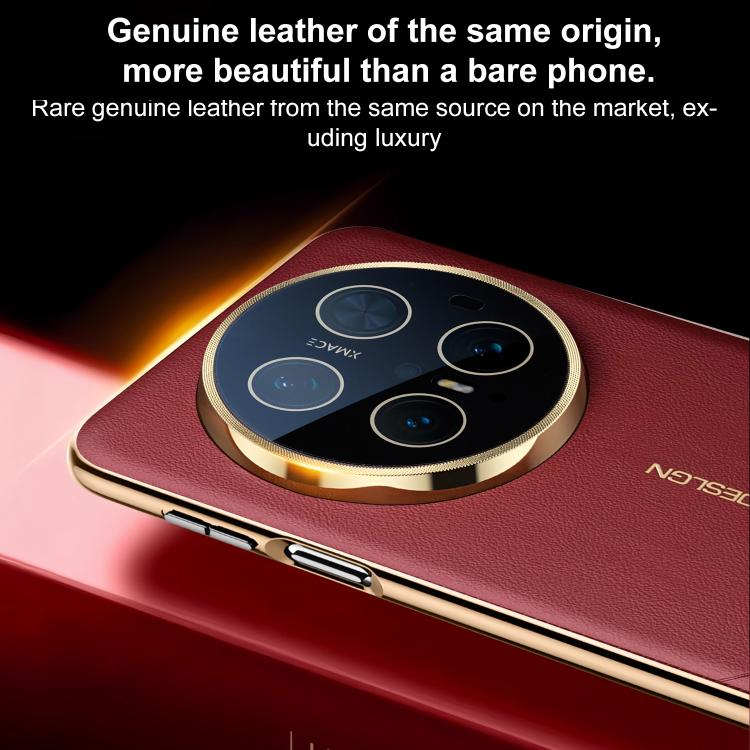 For Huawei Mate 70 Pro Electroplated Soft Frame Heat Dissipation Vegan Leather Shockproof Phone Case