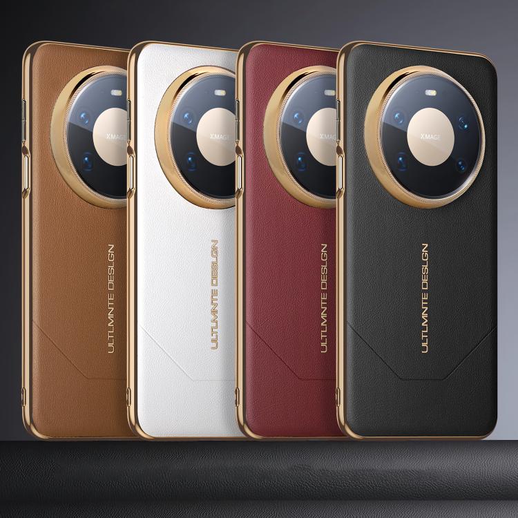 For Huawei Mate 80 Pro Electroplated Soft Frame Heat Dissipation Vegan Leather Shockproof Phone Case