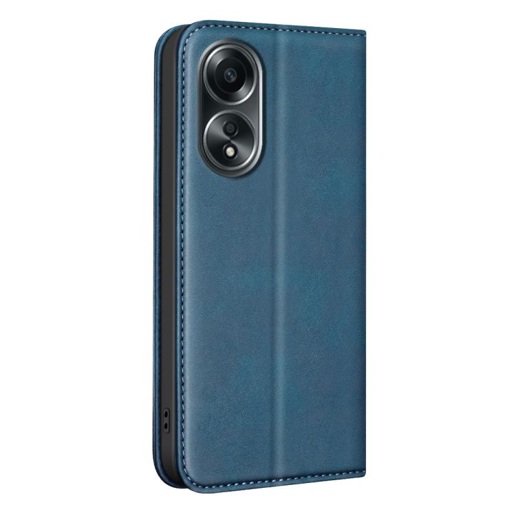 For OPPO A58 4G BINFEN COLOR Calfskin Texture Magnetic RFID Vegan Leather Phone Case