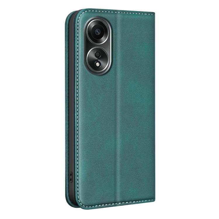 For OPPO A58 4G BINFEN COLOR Calfskin Texture Magnetic RFID Vegan Leather Phone Case