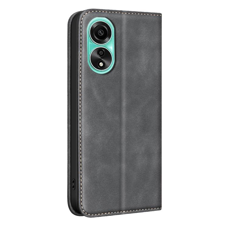 For OPPO A78 4G BINFEN COLOR Calfskin Texture Magnetic RFID Vegan Leather Phone Case