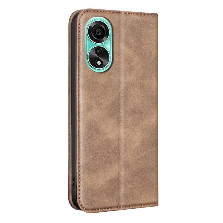 For OPPO A78 4G BINFEN COLOR Calfskin Texture Magnetic RFID Vegan Leather Phone Case