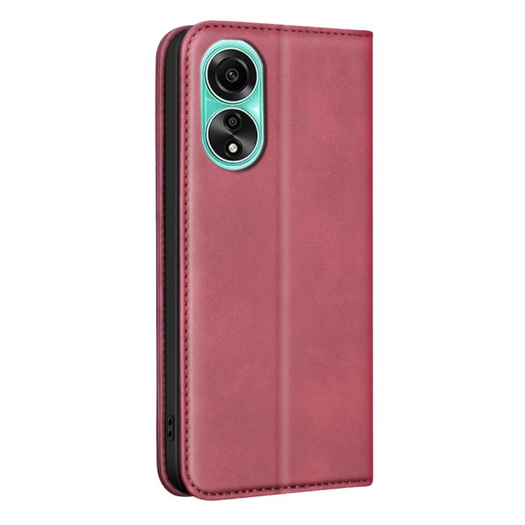 For OPPO A78 4G BINFEN COLOR Calfskin Texture Magnetic RFID Vegan Leather Phone Case