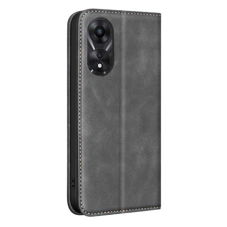 For OPPO A78 5G BINFEN COLOR Calfskin Texture Magnetic RFID Vegan Leather Phone Case