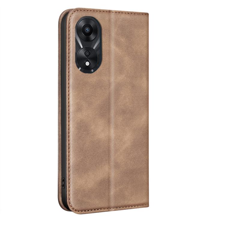 For OPPO A78 5G BINFEN COLOR Calfskin Texture Magnetic RFID Vegan Leather Phone Case
