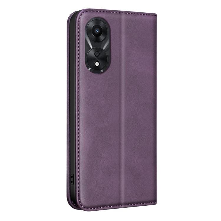 For OPPO A78 5G BINFEN COLOR Calfskin Texture Magnetic RFID Vegan Leather Phone Case
