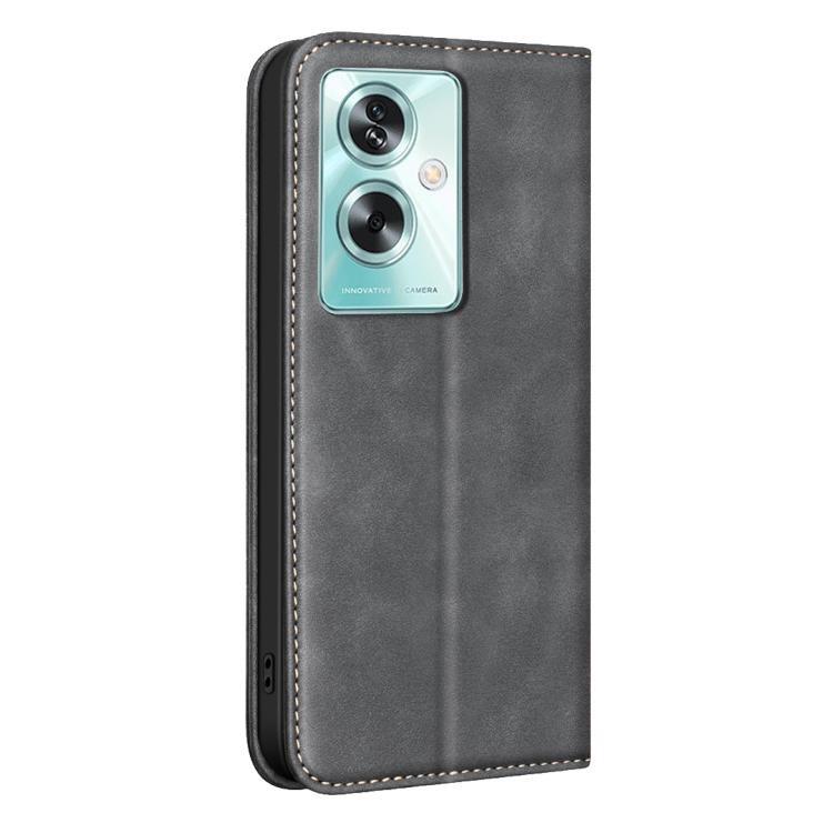 For OPPO A79 5G BINFEN COLOR Calfskin Texture Magnetic RFID Vegan Leather Phone Case