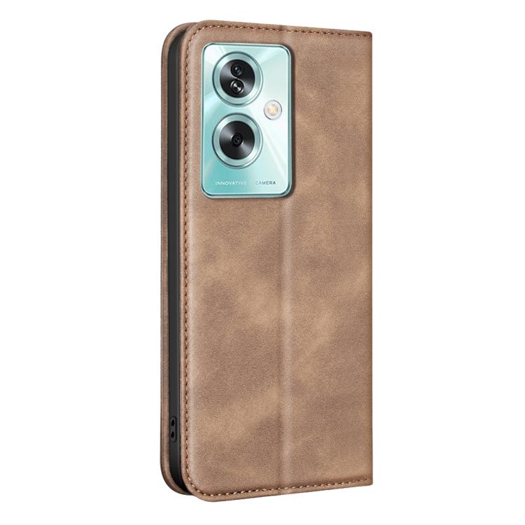 For OPPO A79 5G BINFEN COLOR Calfskin Texture Magnetic RFID Vegan Leather Phone Case
