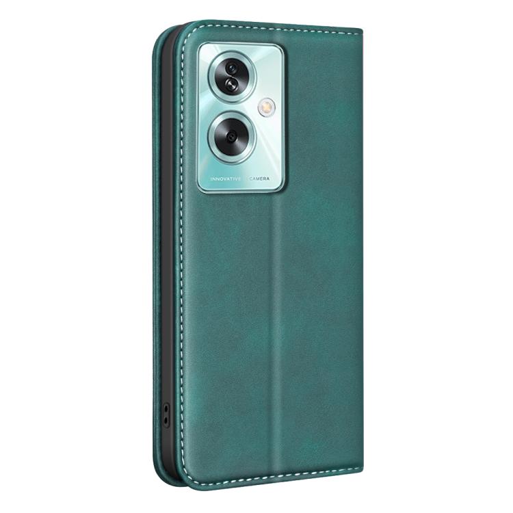 For OPPO A79 5G BINFEN COLOR Calfskin Texture Magnetic RFID Vegan Leather Phone Case