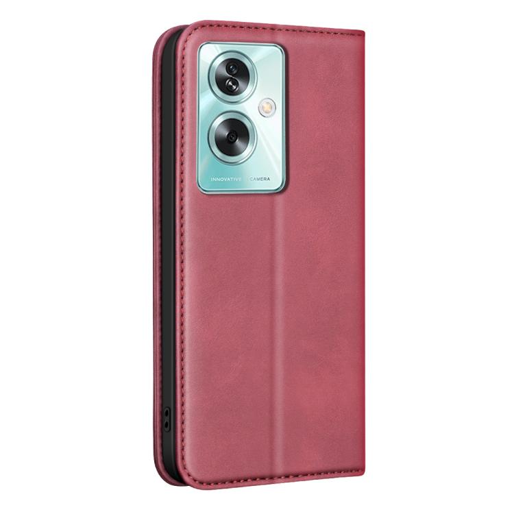 For OPPO A79 5G BINFEN COLOR Calfskin Texture Magnetic RFID Vegan Leather Phone Case