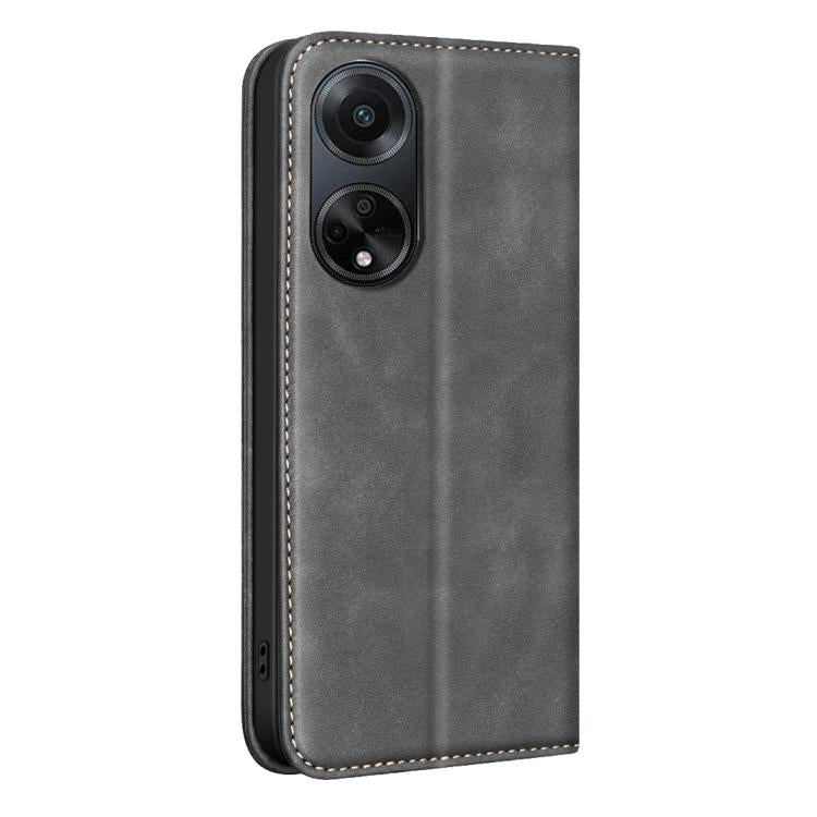 For OPPO A98 5G / F23 / A1 BINFEN COLOR Calfskin Texture Magnetic RFID Vegan Leather Phone Case
