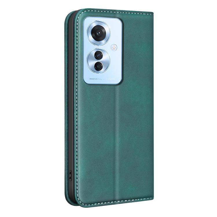 For OPPO Reno11 F BINFEN COLOR Calfskin Texture Magnetic RFID Vegan Leather Phone Case
