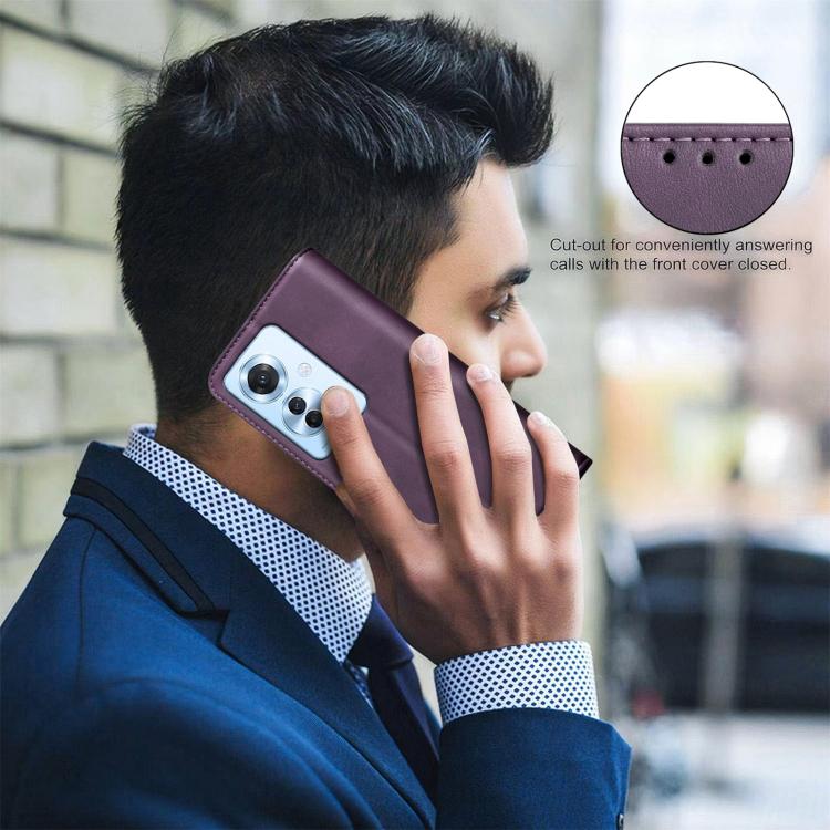 For OPPO Reno11 F BINFEN COLOR Calfskin Texture Magnetic RFID Vegan Leather Phone Case