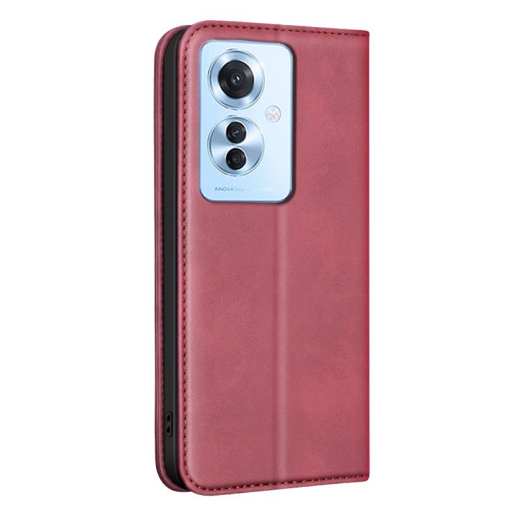 For OPPO Reno11 F BINFEN COLOR Calfskin Texture Magnetic RFID Vegan Leather Phone Case