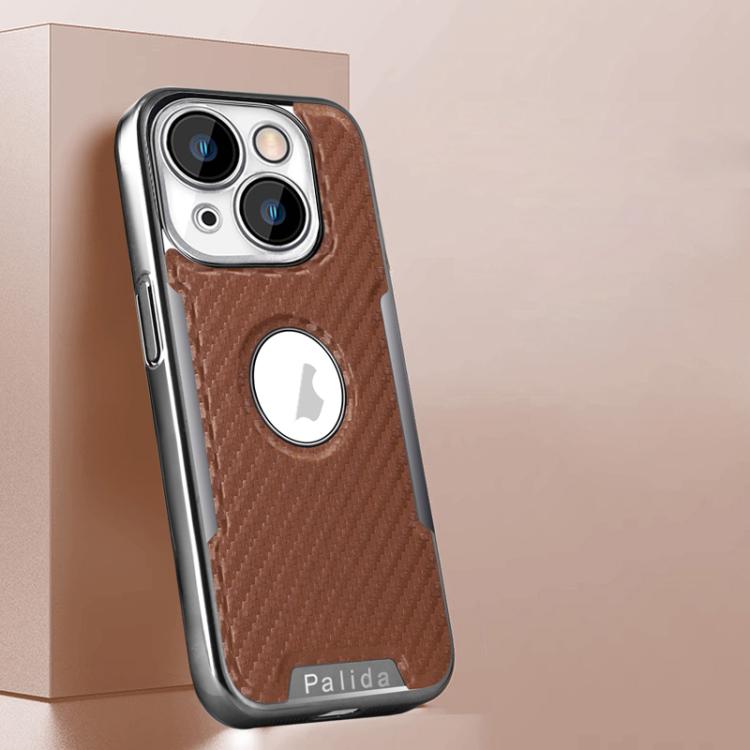 For iPhone 13 Palida Y7 Electroplated Carbon Fiber Texture Lens Film Phone Case