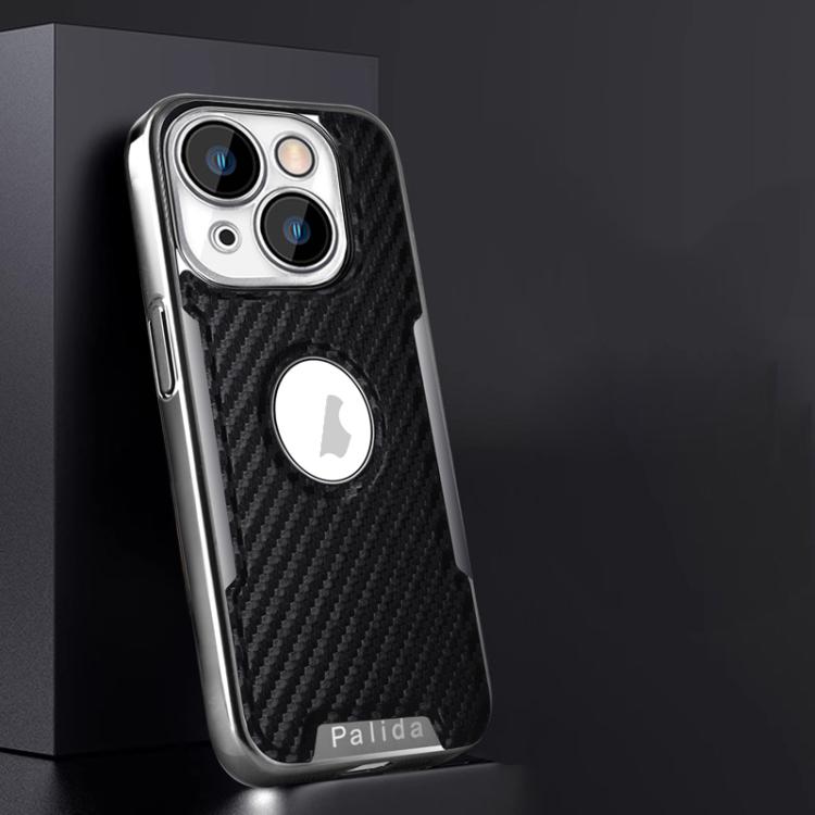 For iPhone 13 Palida Y7 Electroplated Carbon Fiber Texture Lens Film Phone Case