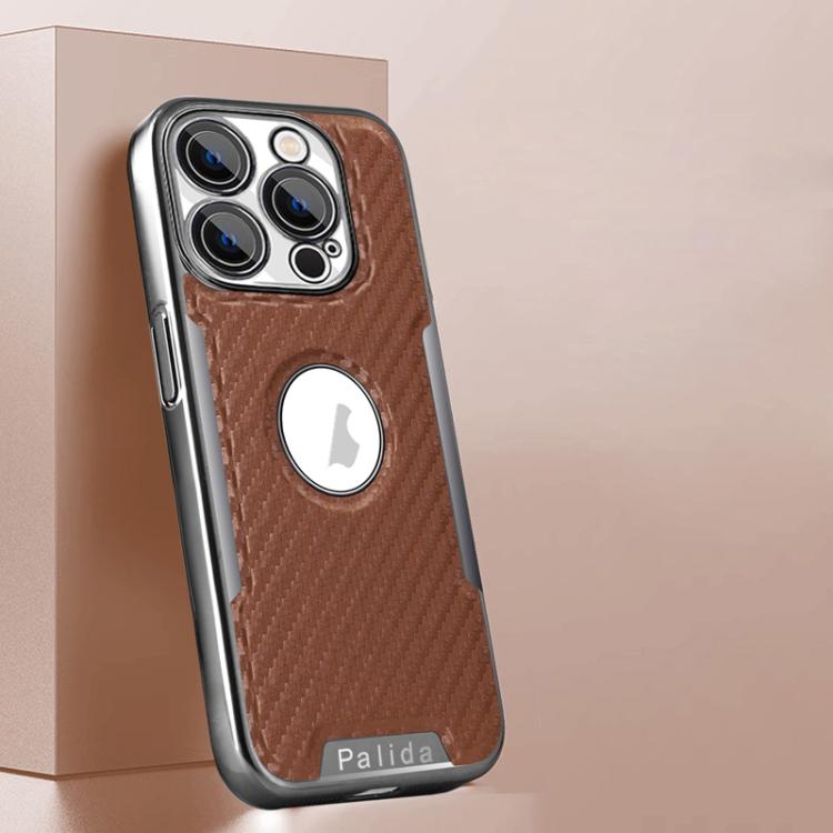 For iPhone 15 Pro Palida Y7 Electroplated Carbon Fiber Texture Lens Film Phone Case