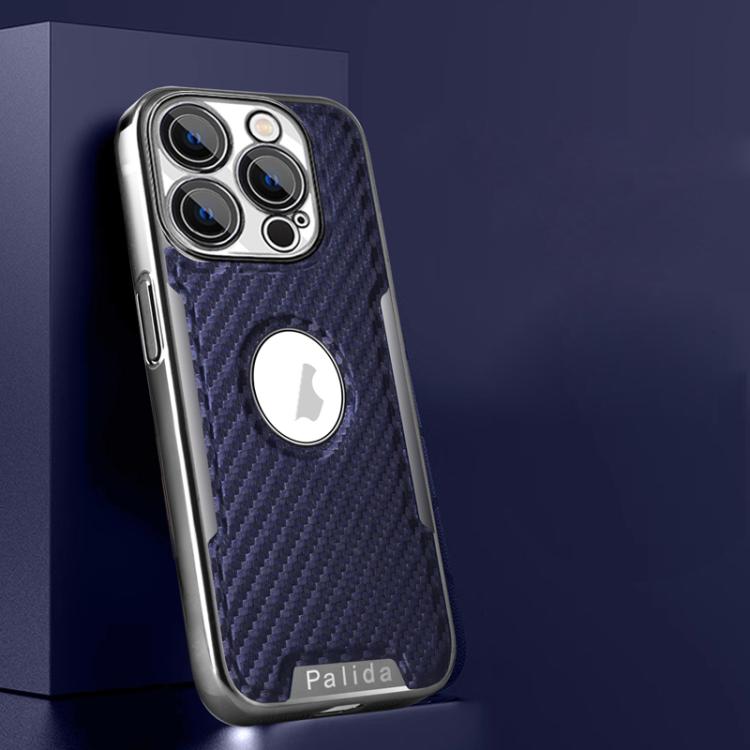 For iPhone 15 Pro Palida Y7 Electroplated Carbon Fiber Texture Lens Film Phone Case