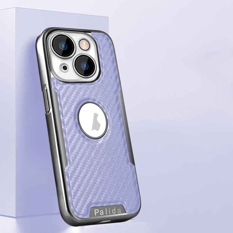 For iPhone 16 Palida Y7 Electroplated Carbon Fiber Texture Lens Film Phone Case