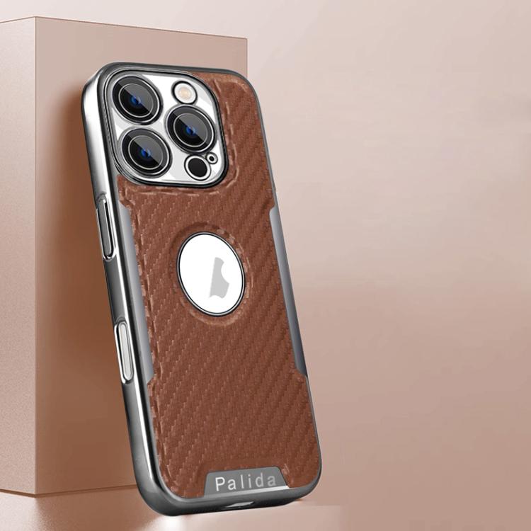 For iPhone 16 Pro Palida Y7 Electroplated Carbon Fiber Texture Lens Film Phone Case