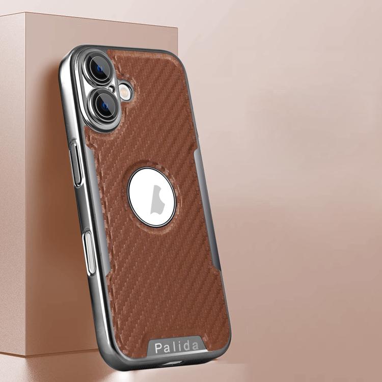 For iPhone 17 Palida Y7 Electroplated Carbon Fiber Texture Lens Film Phone Case