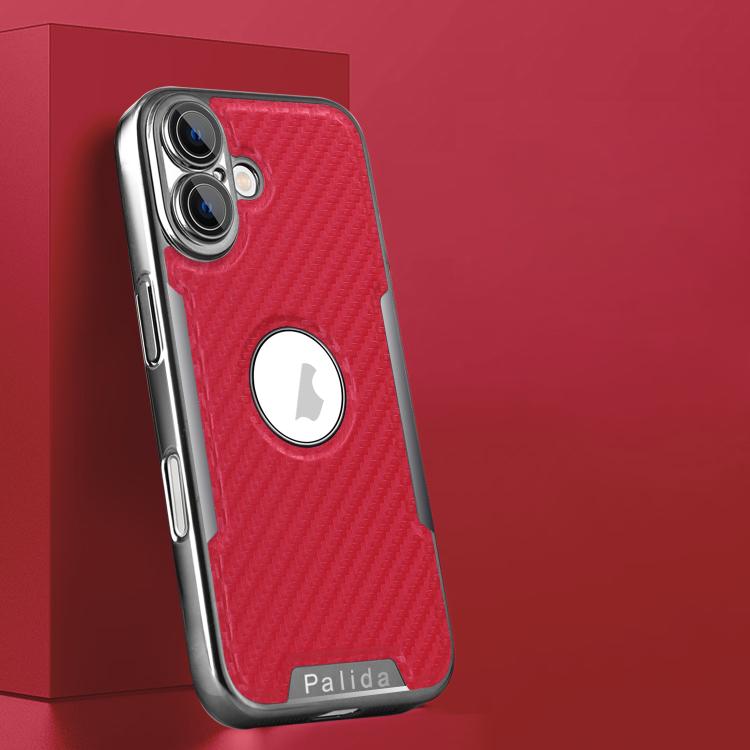 For iPhone 17 Palida Y7 Electroplated Carbon Fiber Texture Lens Film Phone Case