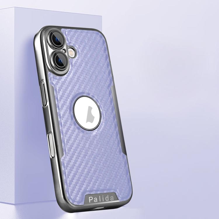 For iPhone 17 Palida Y7 Electroplated Carbon Fiber Texture Lens Film Phone Case