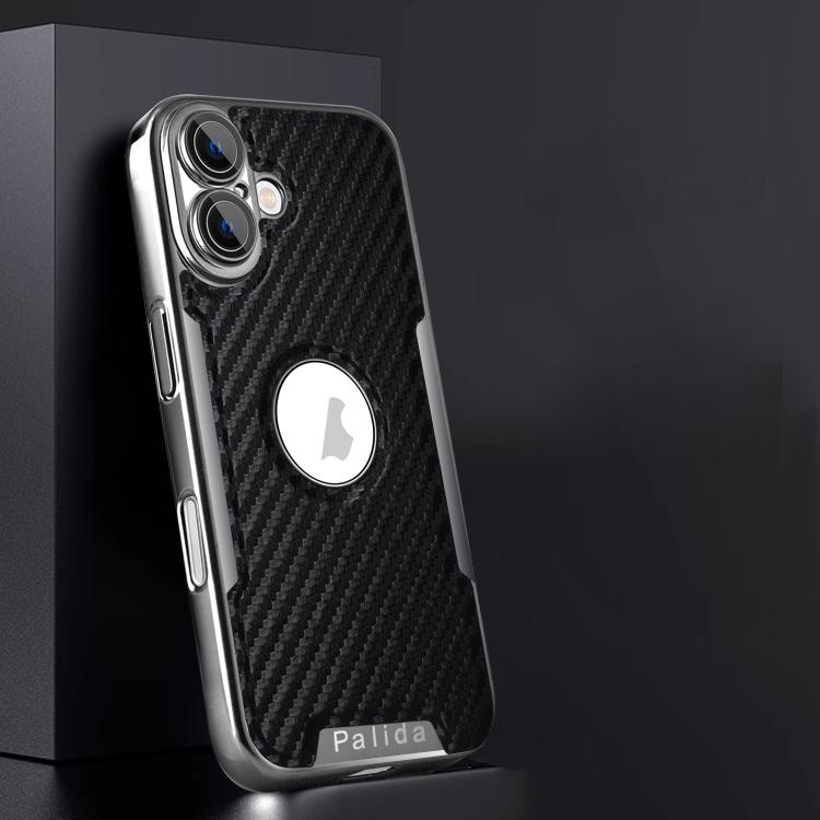 For iPhone 17 Palida Y7 Electroplated Carbon Fiber Texture Lens Film Phone Case