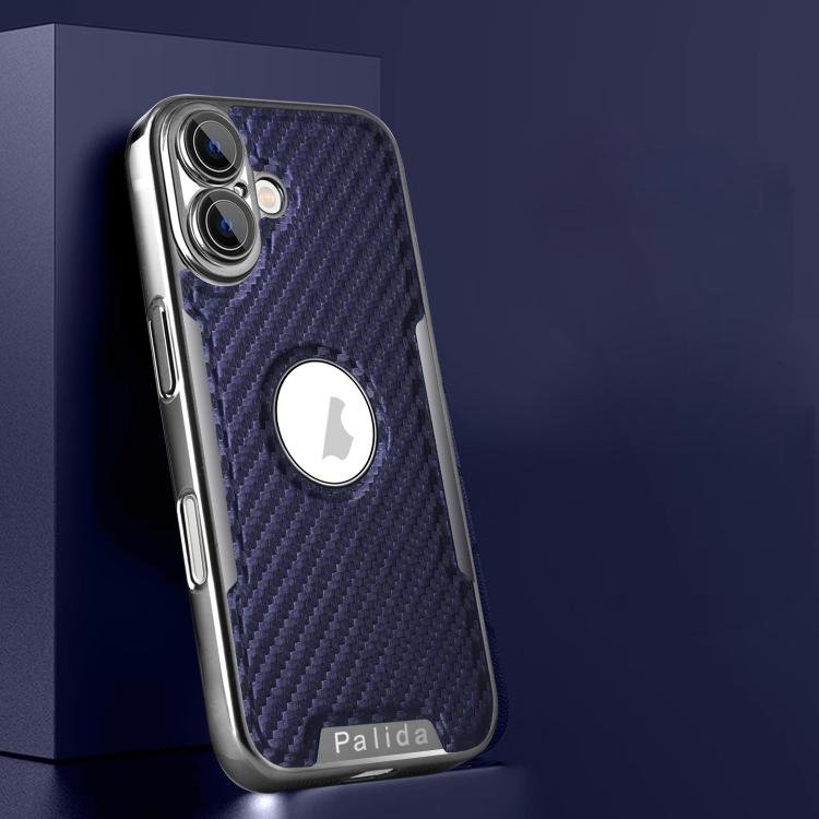 For iPhone 17 Palida Y7 Electroplated Carbon Fiber Texture Lens Film Phone Case