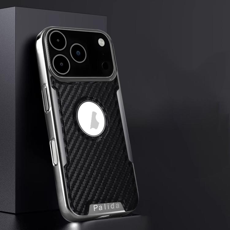 For iPhone 17 Pro Max Palida Y7 Electroplated Carbon Fiber Texture Lens Film Phone Case