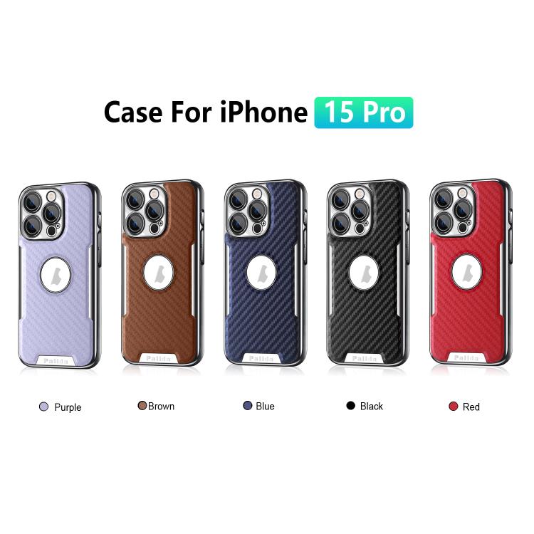 For iPhone 16 Palida Y7 Electroplated Carbon Fiber Texture Lens Film Phone Case