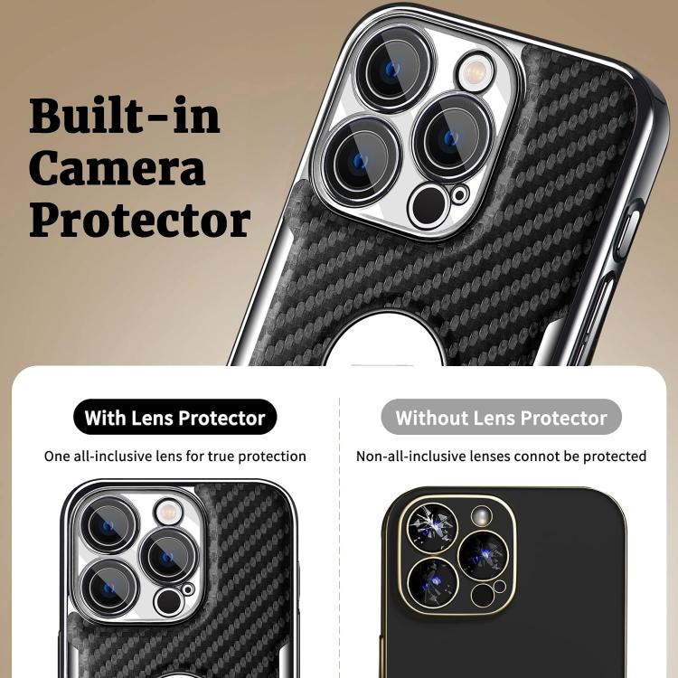 For iPhone 16 Palida Y7 Electroplated Carbon Fiber Texture Lens Film Phone Case