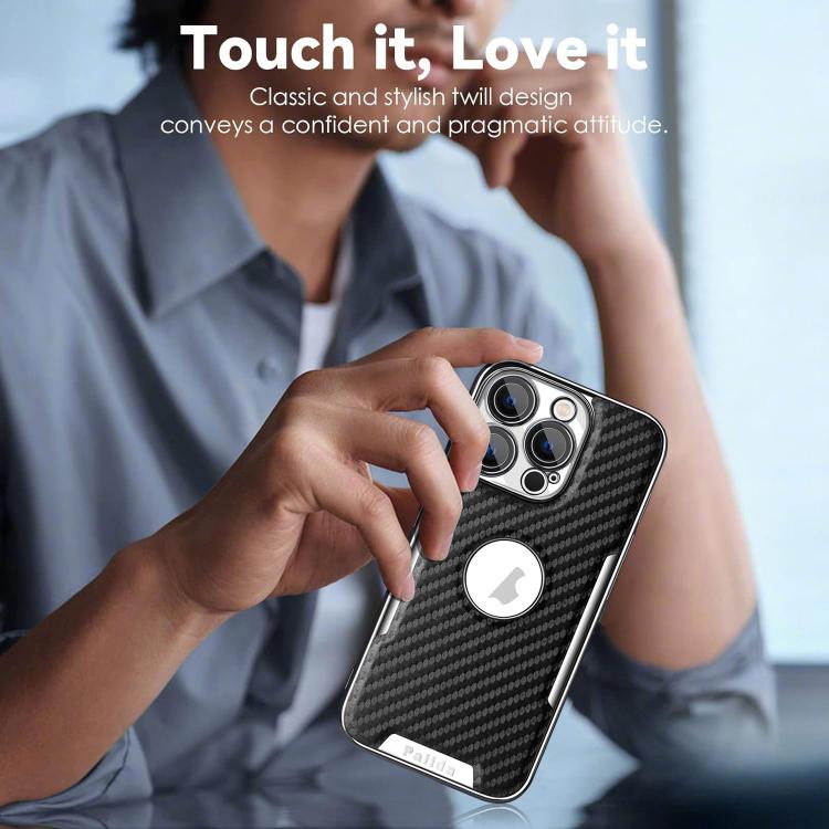 For iPhone 14 Palida Y7 Electroplated Carbon Fiber Texture Lens Film Phone Case