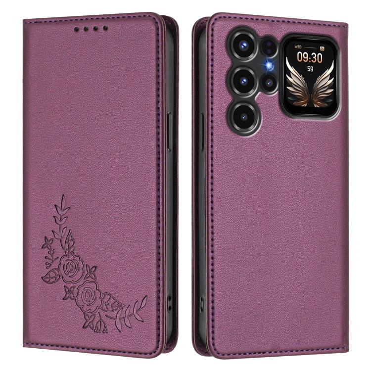 For Oukitel C68 Plus Peony Embossed Magnetic RFID Vegan Leather Phone Case