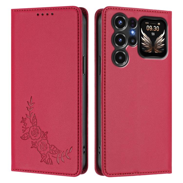 For Oukitel C68 Plus Peony Embossed Magnetic RFID Vegan Leather Phone Case