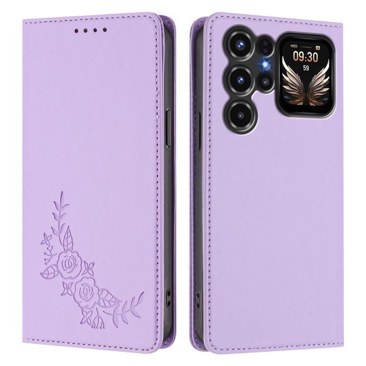 For Oukitel C68 Plus Peony Embossed Magnetic RFID Vegan Leather Phone Case